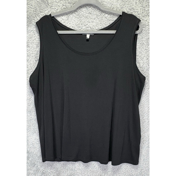 Eileen Fisher Tank Top‎ Womens 1X Black Silk Sleeveless Shell Blouse Minimalist - Picture 1 of 11